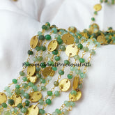 Chrysoprase Beaded Chain, Wire Wrapped Chain, Rosary Bead Chain, Green Gemstone Chain, Jewelry Making Chain – SELLING BY FOOT